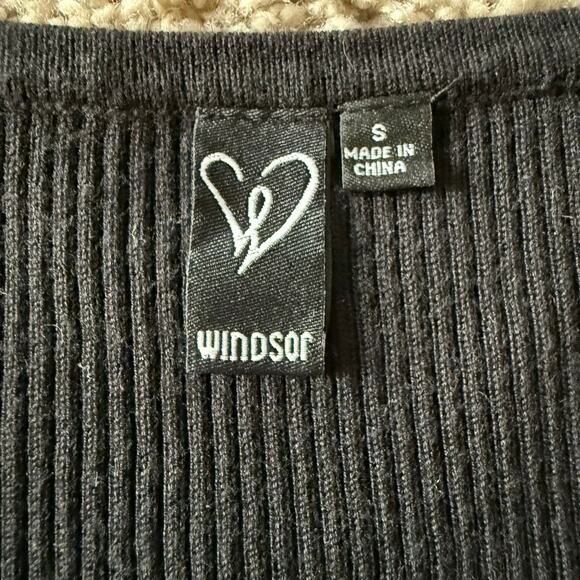 Windsor Bodycon Ribbed Midi Dress w/ Cut Out and Gold Embellishment, Small - Picture 4 of 4